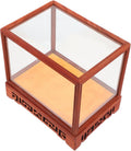 Transparent Display Box Glass Dome Cloche with Wooden Base Q239336
