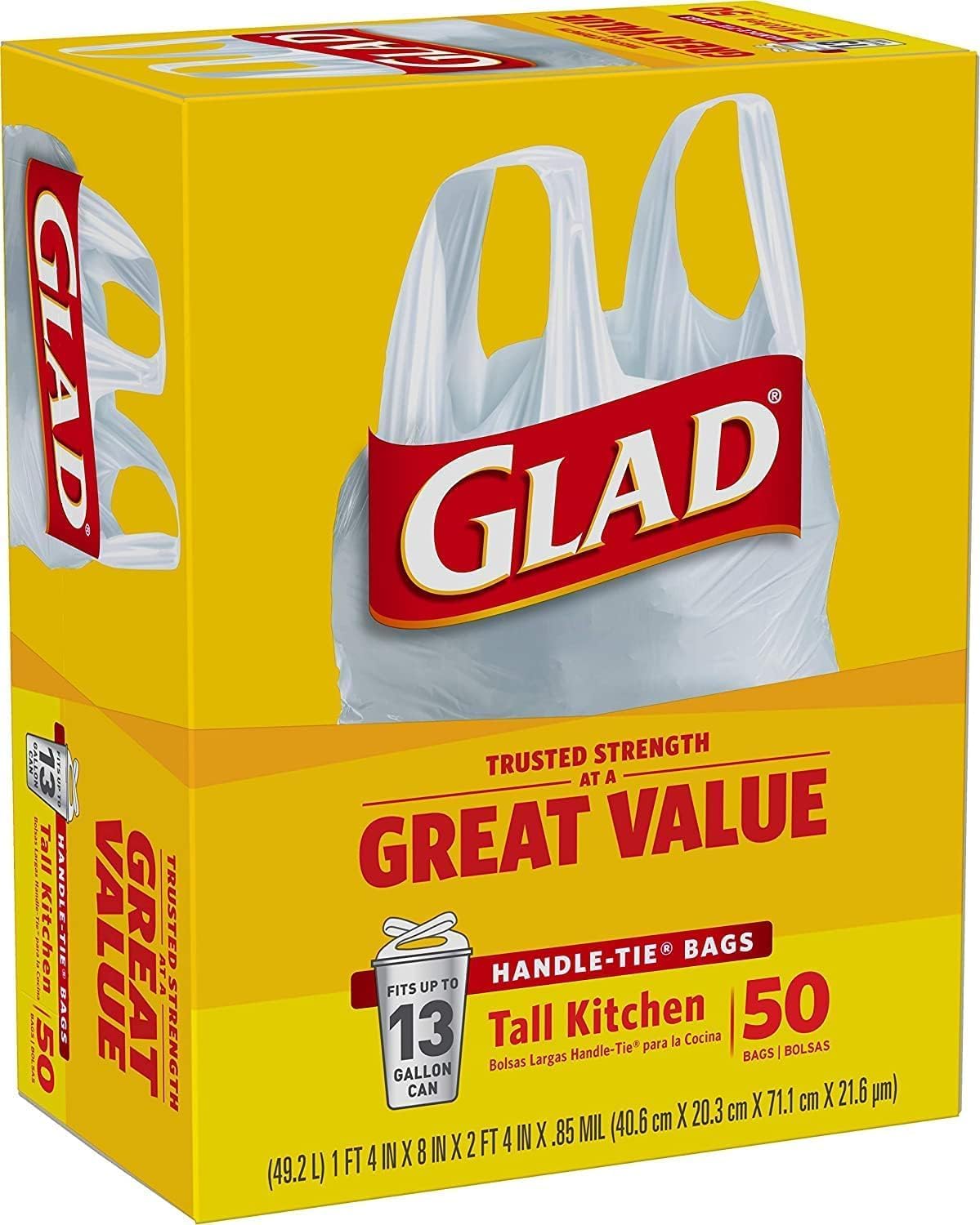 Tall Kitchen Trash Bags 13 Gallon White 50 Count Pack of 2 K490447