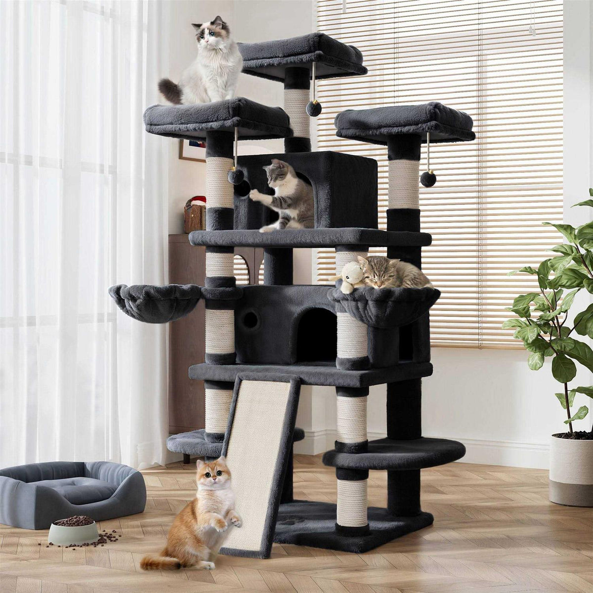 68 Inch Cat Tower with Scratching Posts T884550