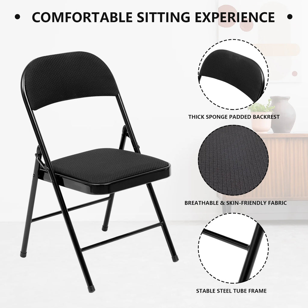 Black Fabric Upholstered Folding Chairs 6 Pack O939