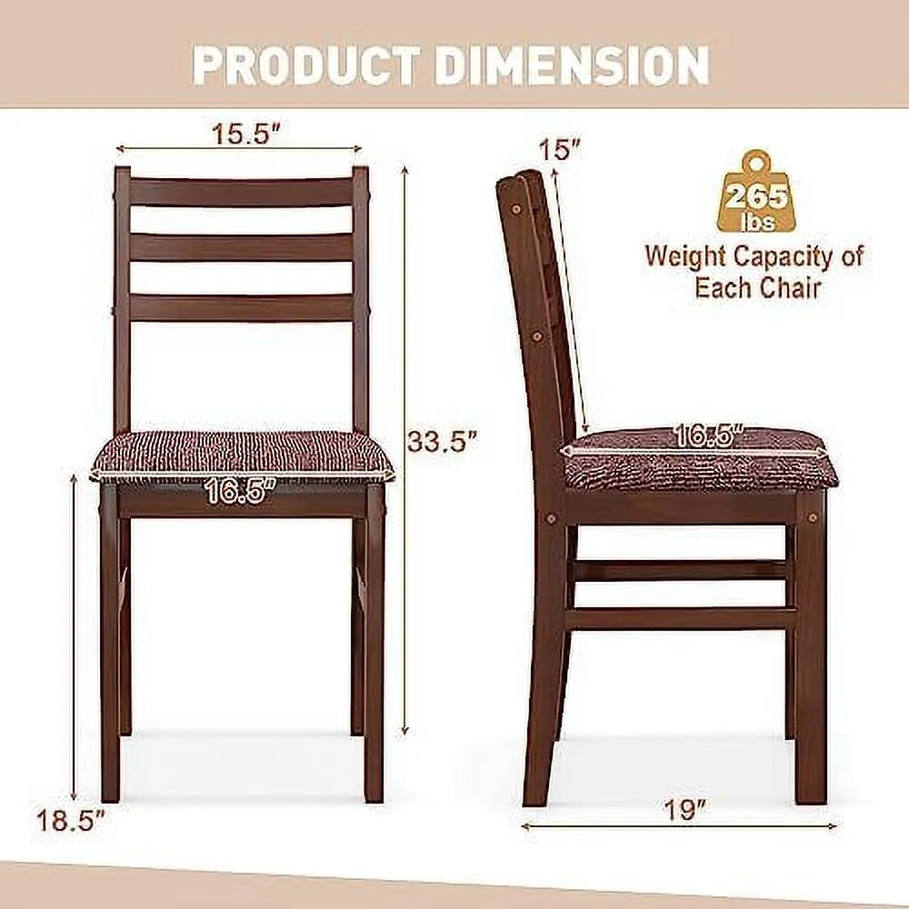 Walnut Set of 4 Wooden Dining Chairs with Padded Seat D342055