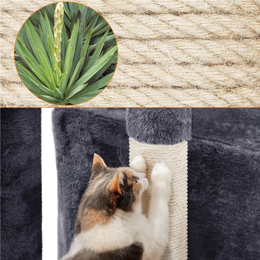 Dark Gray Cat Tree Tower with Condo and Perches T96714