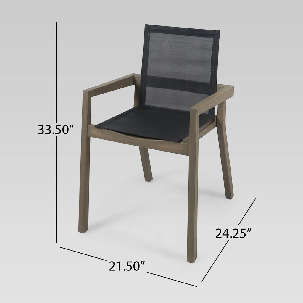 Gray and Black 2-Seater Acacia Wood Dining Set with Round Table P7902