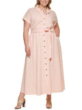 Gingham Seersucker Shirtdress S487251