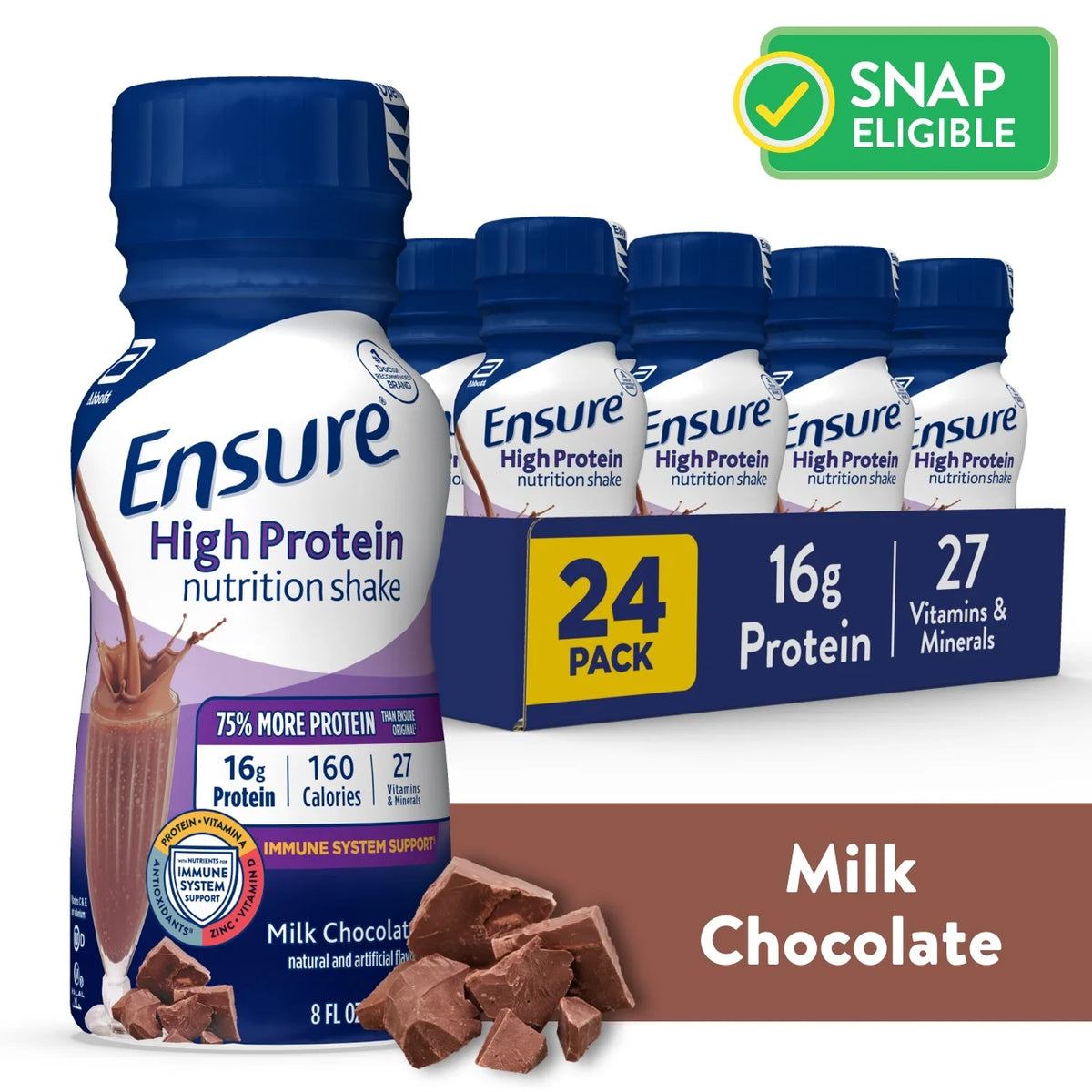 High Protein Nutrition Shake, Milk Chocolate, 8 fl oz, 24 Count S6323