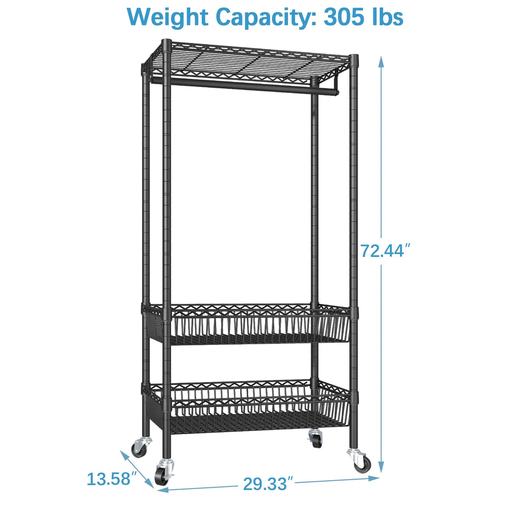 Black Rolling Laundry Sorter Cart with Wheels A724
