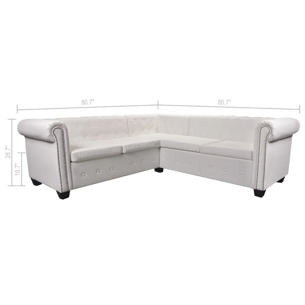 White Faux Leather 5-Seater Corner Sofa R219913