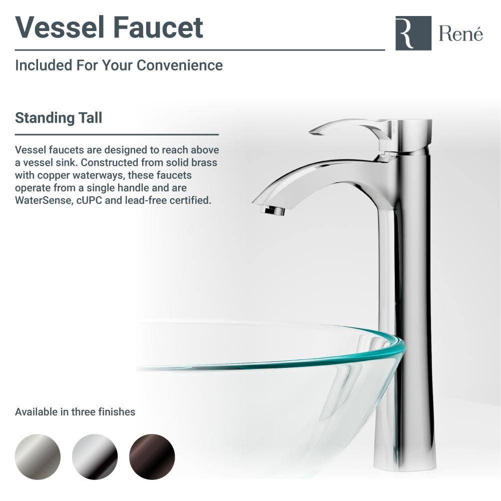 16-1/2x22 Glass Vessel Bathroom Sink with Vessel Faucet L6395