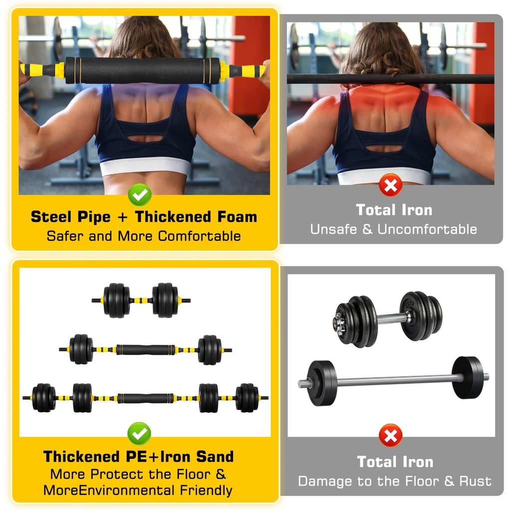 66 Lbs Adjustable Dumbbell Barbell Set K86072