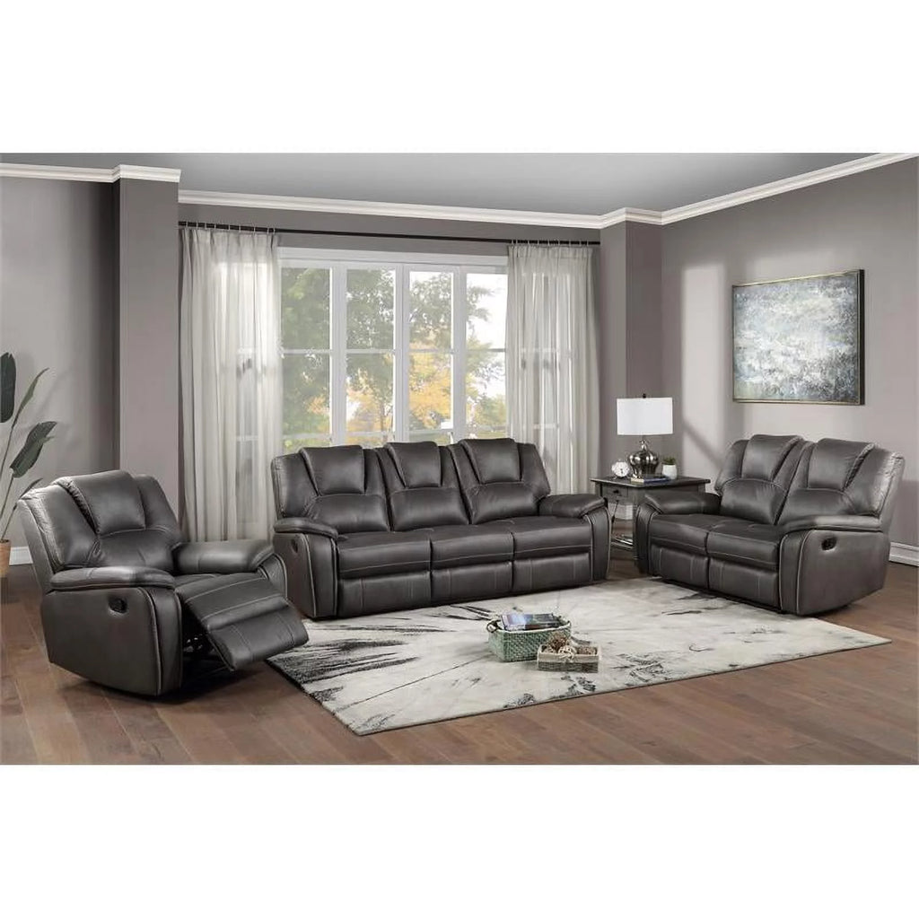 Charcoal Gray Faux Leather Manual Recliner G616