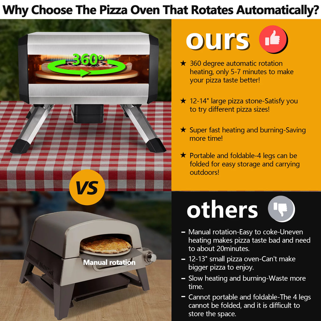Portable Stainless Steel Gas Pizza Oven with 14" Pizza Stone T699098