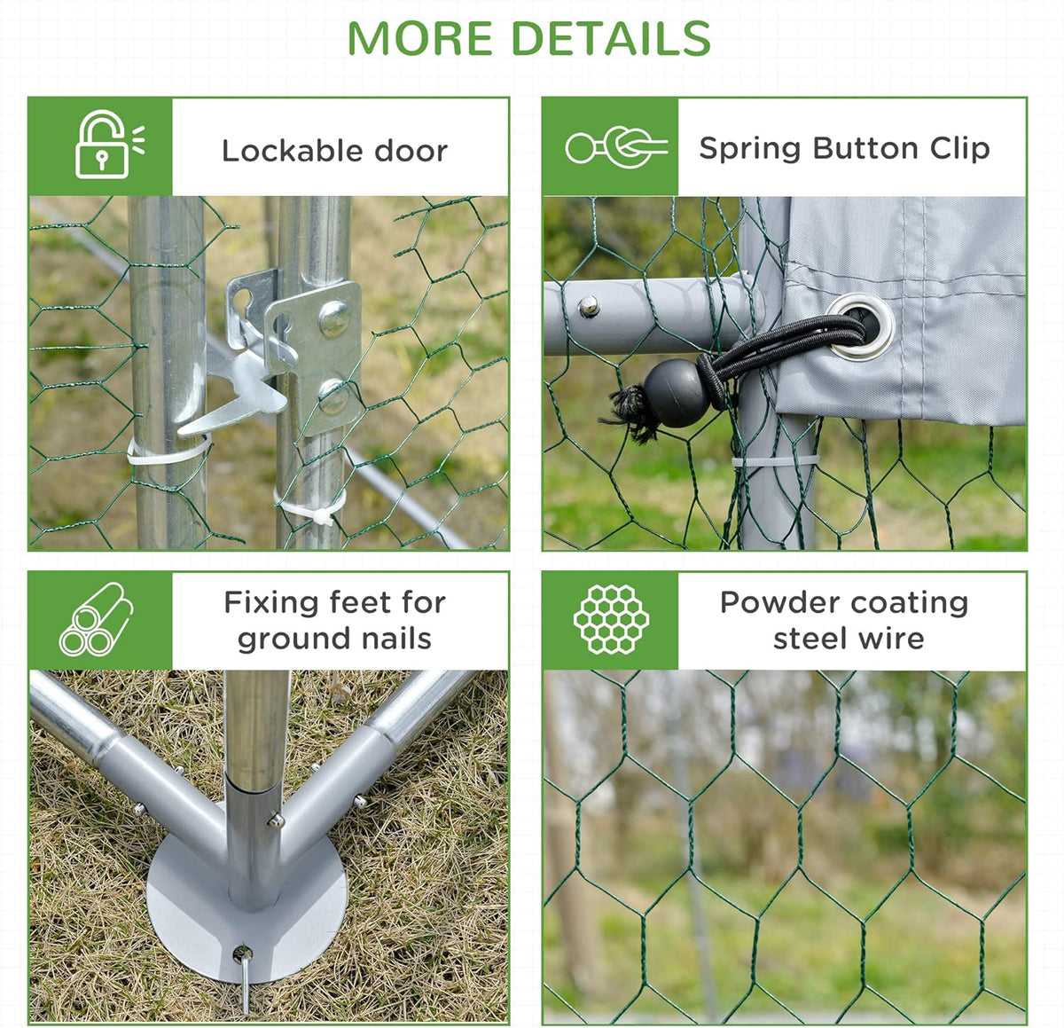 Large Metal Chicken Coop with Waterproof and Anti-UV Cover, Dome Shaped Walk-in Fence Cage, 1" Tube Diameter, 9.2' x 24.9' x 6.5' X202421