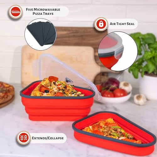Reusable Pizza Storage Container with 5 Microwavable Serving Trays N807798