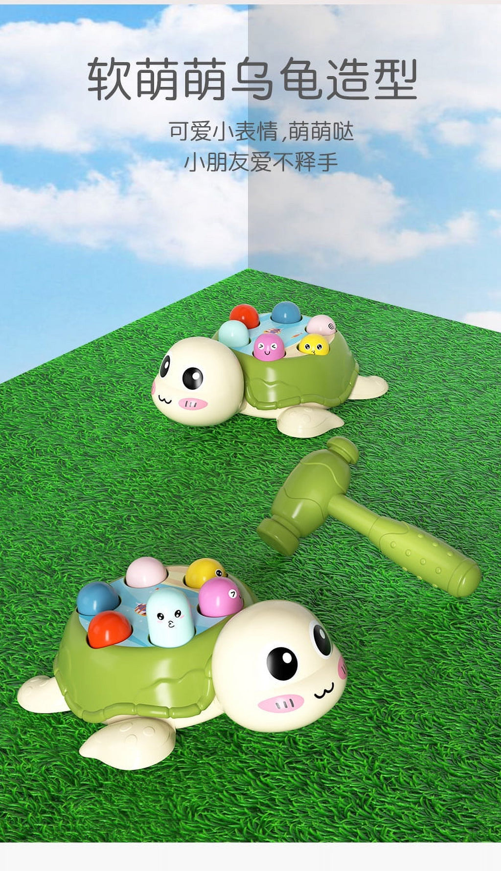 Knocking Toy Whack Tortoise Game Hammer Whacking Toy C989