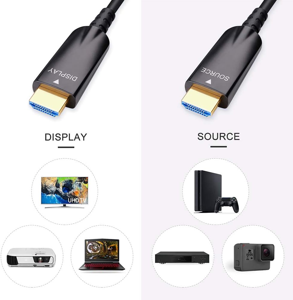 75ft Fiber Optic HDMI Cable 4K 30Hz 1080p 60Hz Black Pack of 2 D39069