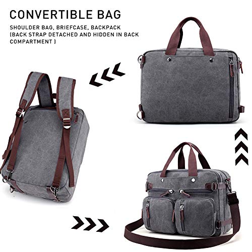Canvas Laptop Bag Convertible Messenger Bag Fits 15.6 Inch Laptop B45112
