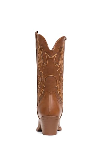 Cowboy Boots Pull On Pointy Toe Mid Calf Boots V407