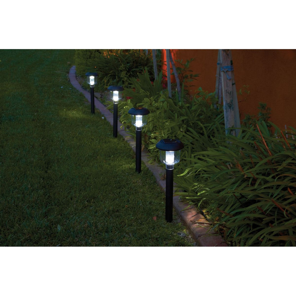 Solar LED Matte Black Pathway Lights, 4 Pack G544198