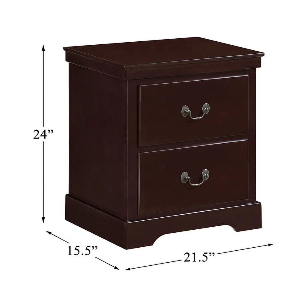 Cherry 2-Drawers Traditional Wood Nightstand H78588
