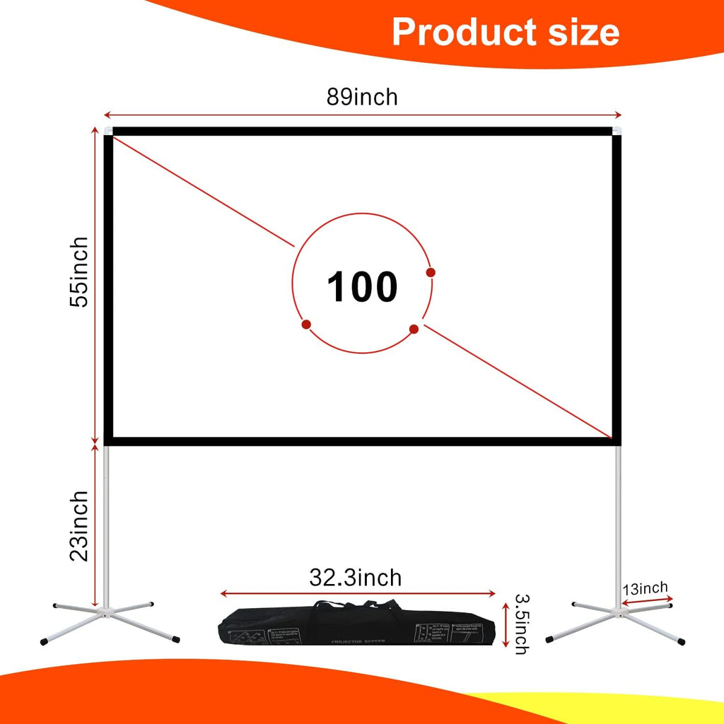 100 Inch Foldable Projector Screen with Stand and Carry Bag A81366