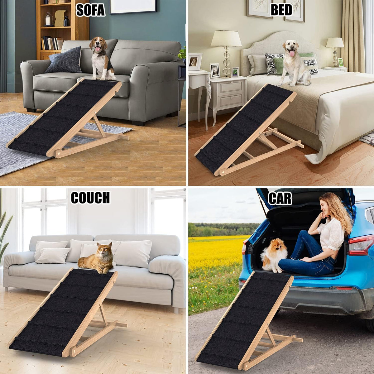 Adjustable Folding Pet Ramp with Non Slip Mat, 40" Long C87912