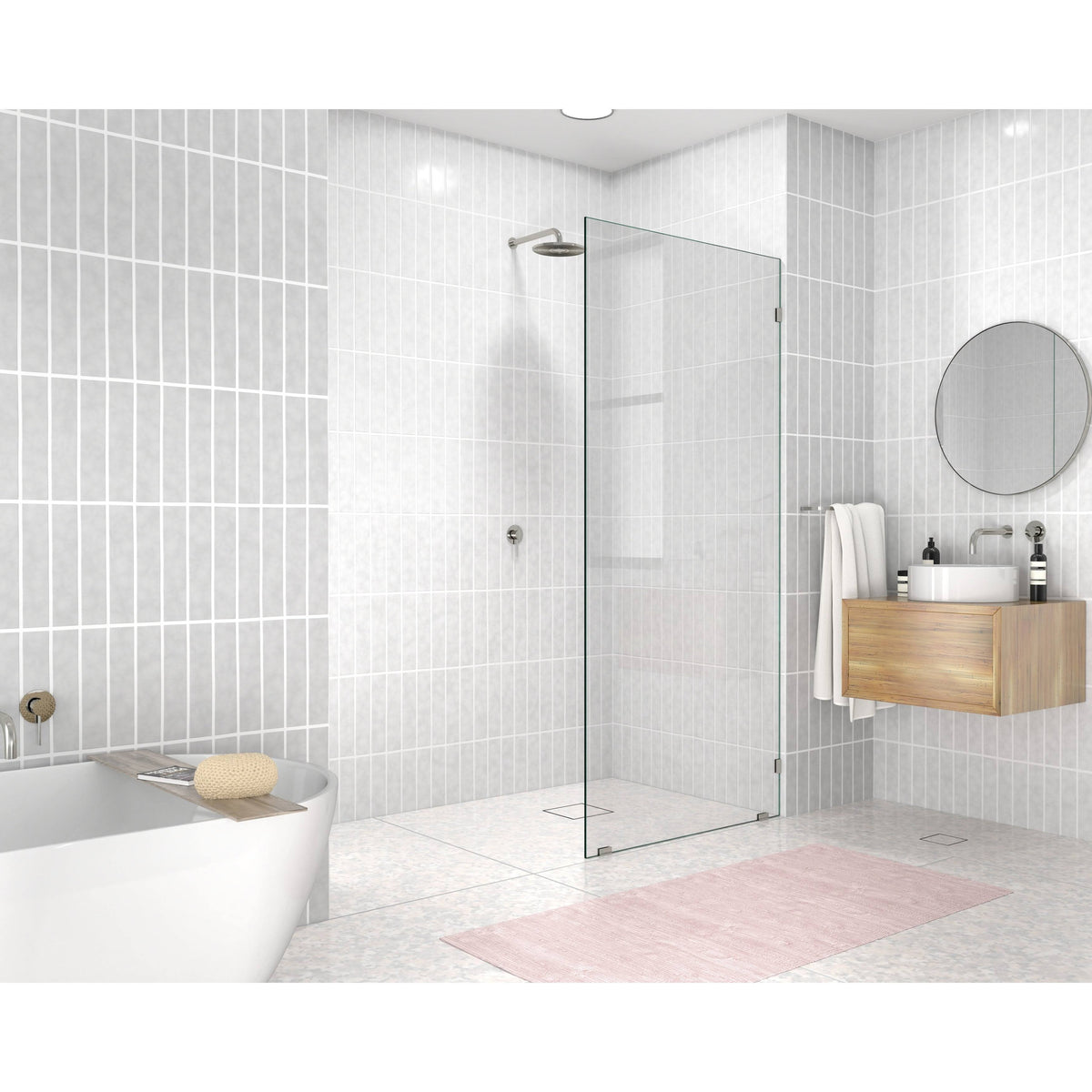 Frameless Shower Door, Brushed Nickel W571