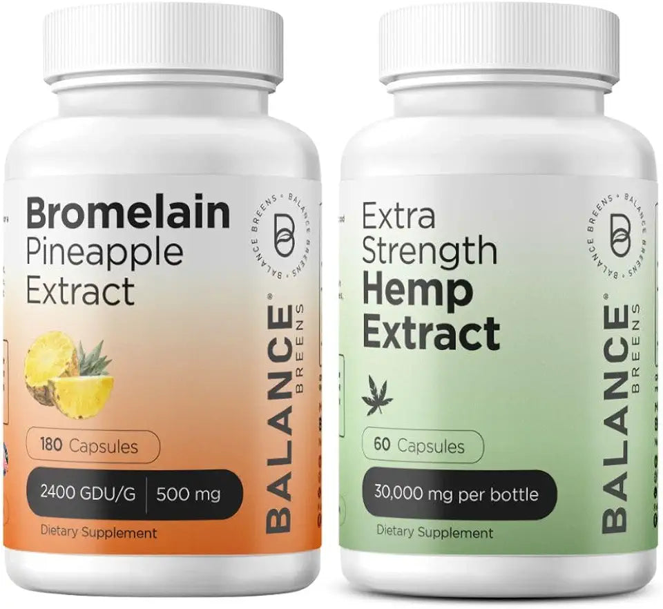 Bromelain 500mg 180 Capsules and Hemp Extract 30,000 mg Capsules Y9551