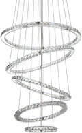Crystal LED Pendant Chandelier with Stainless Steel Cable 5 Rings B8446