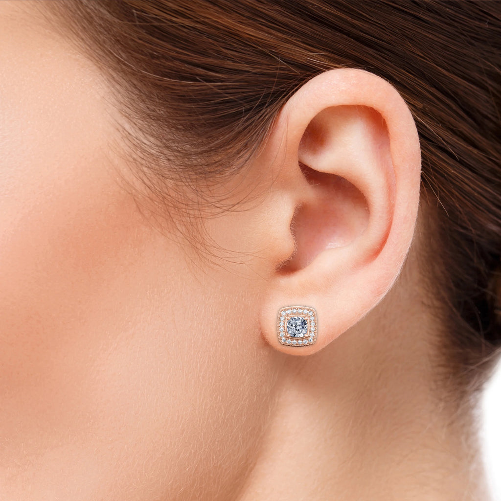 10K Rose Gold Diamond Stud Earrings P47480
