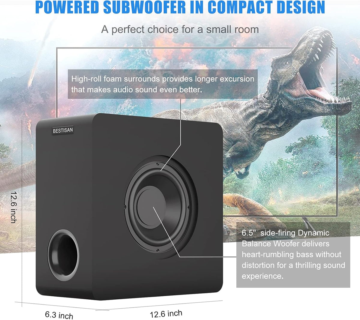 6.5’’ Bluetooth Powered Subwoofer, Black Y656