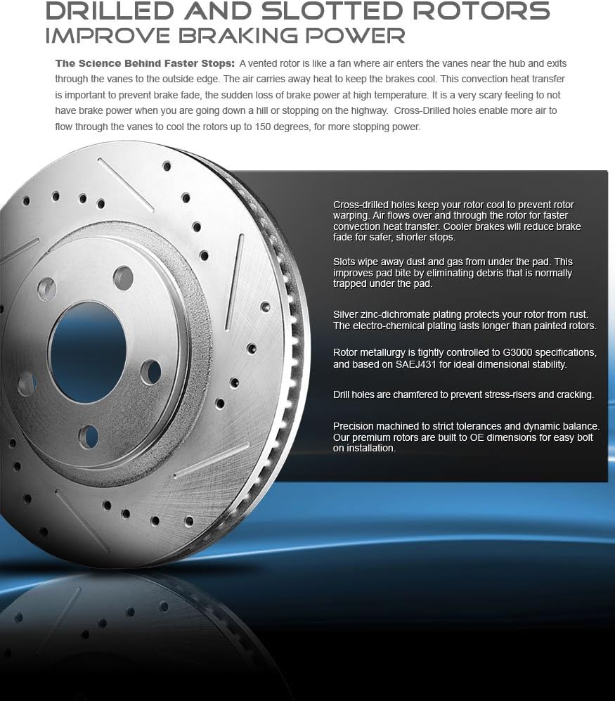 292mm Front + 289.8mm Rear 5 Lug Brake Rotors + Ceramic Brake Pads + Clips S387511