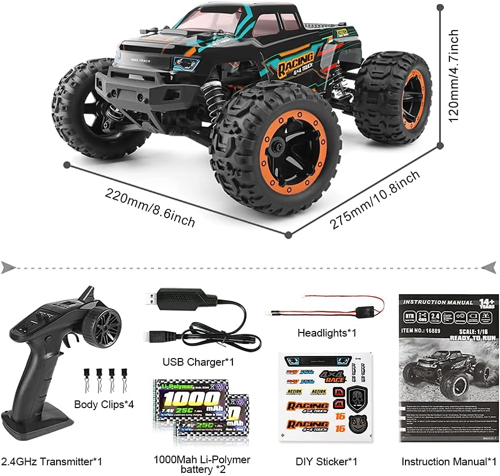 High-Speed Remote Control RC Truck with 2 Rechargeable Batteries V90378