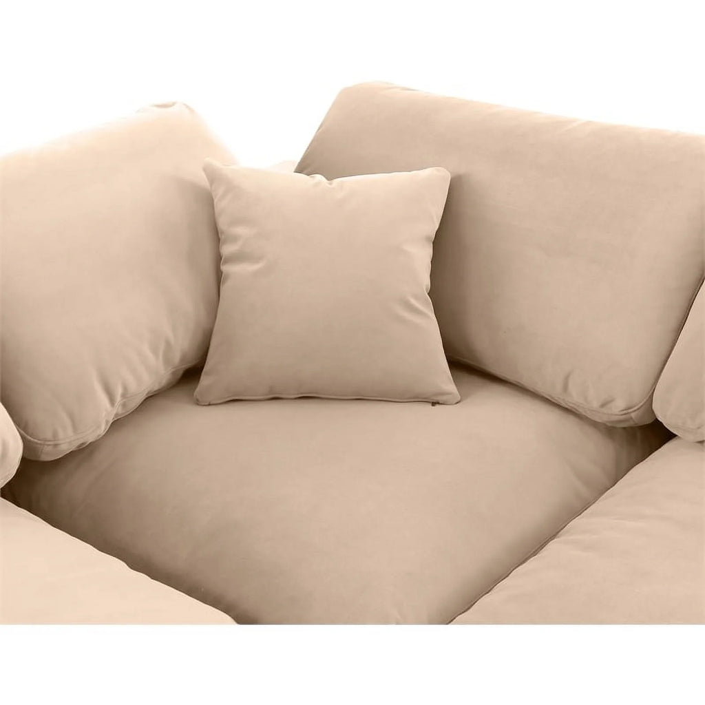 Beige Velvet Modular Sectional S38133