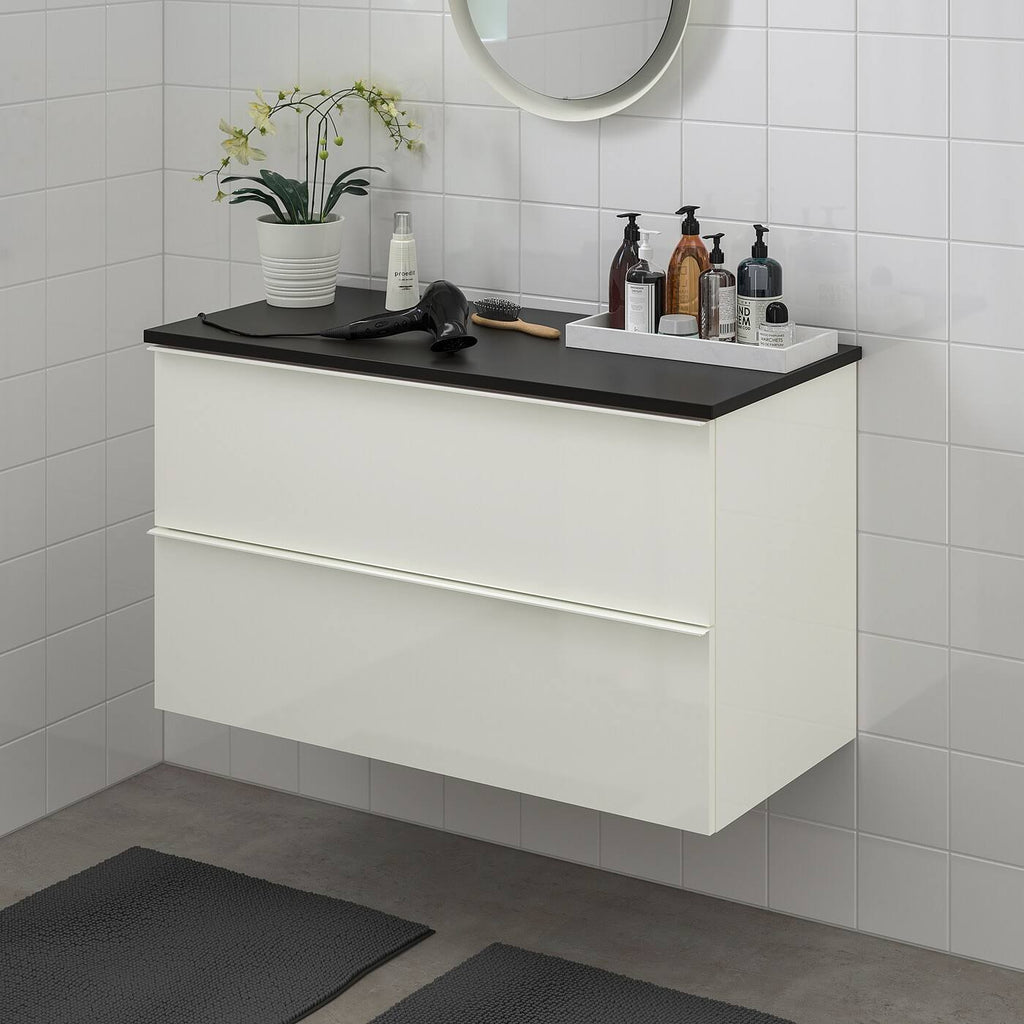 High Gloss White Sink Cabinet with 2 Drawers P5571