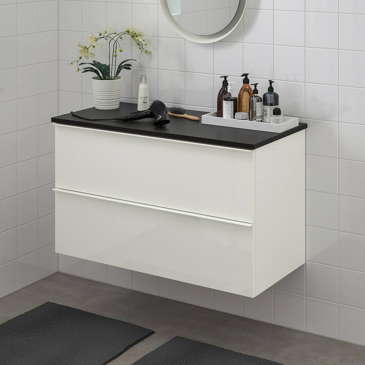 High Gloss White Sink Cabinet with 2 Drawers P5571