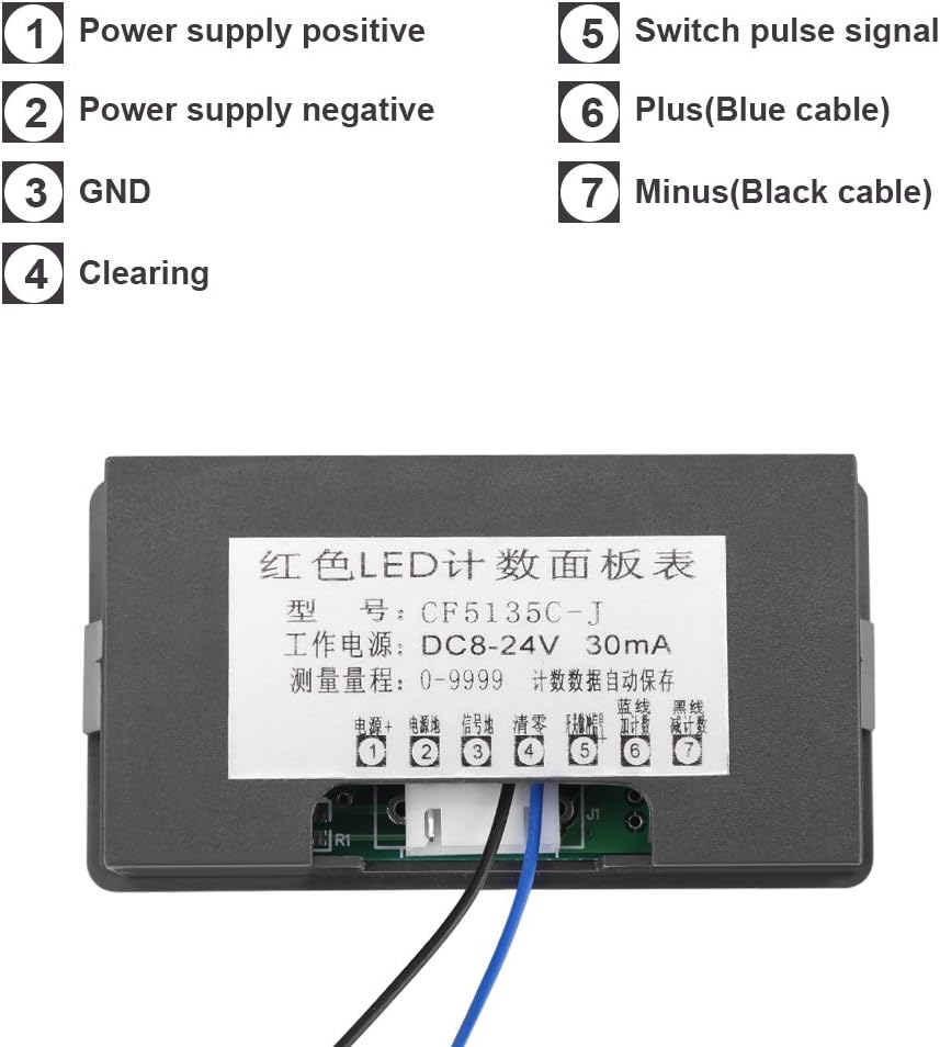 4 Digit 0-9999 Up/Down Plus/Minus LED Digital Counter Meter Q11270