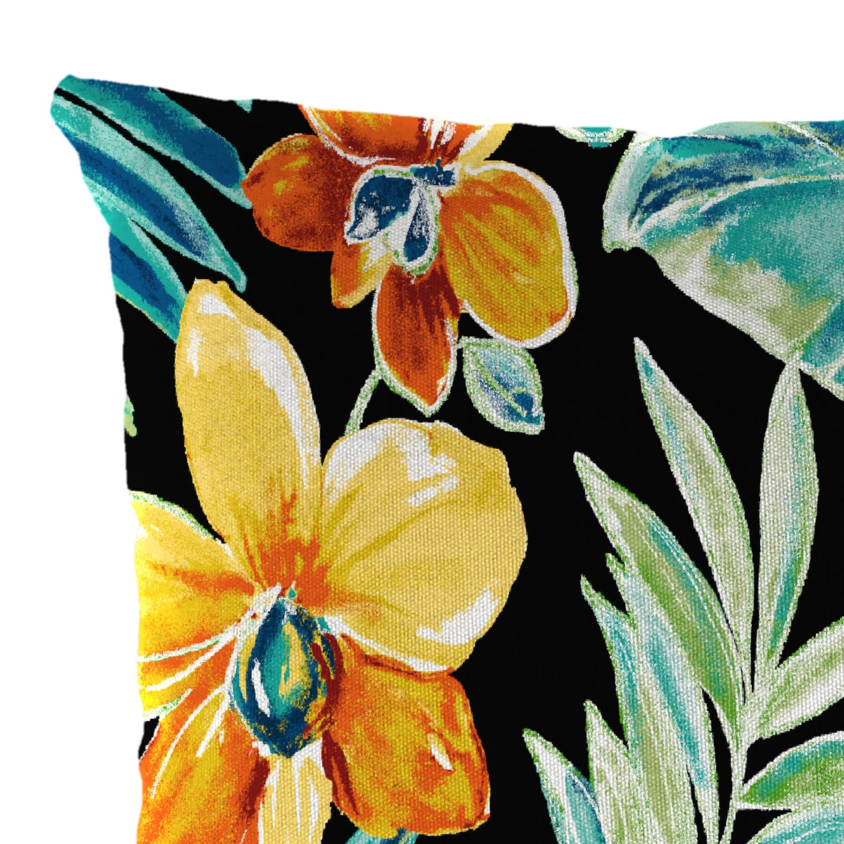 12" x 18" Black Floral Rectangular Outdoor Throw Pillow (2 Pack) N77380