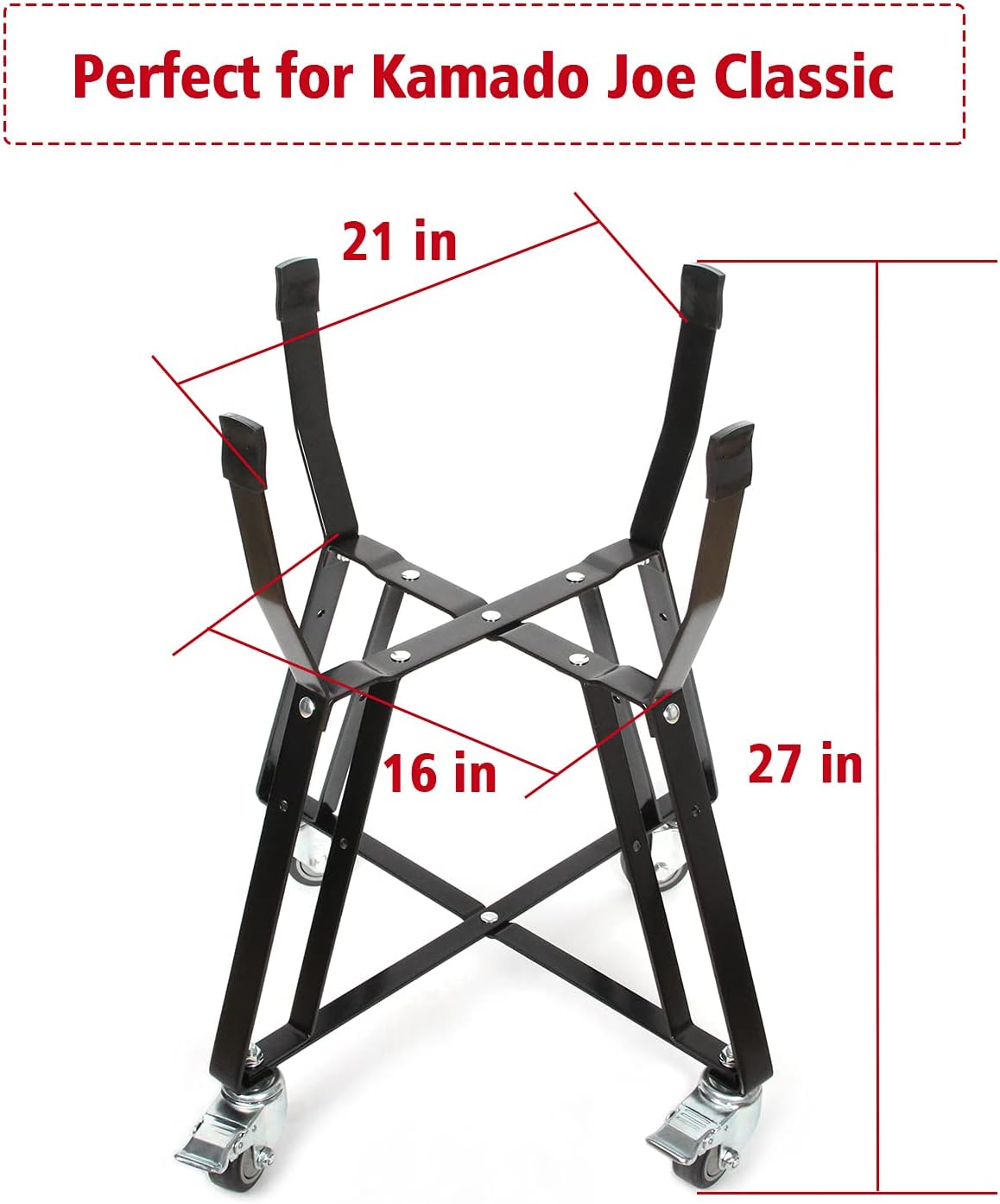 Rolling Cart with Locking Caster Wheels Powder Coated Steel I35376