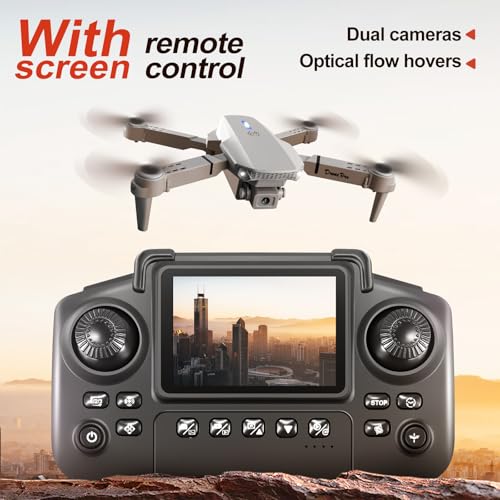 Mini Drone with Screen Controller, 2 Batteries, Foldable Y8445
