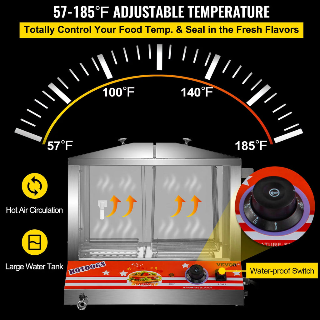 Stainless Steel Electric Hot Dog Warmer with Bun Warmer Q849
