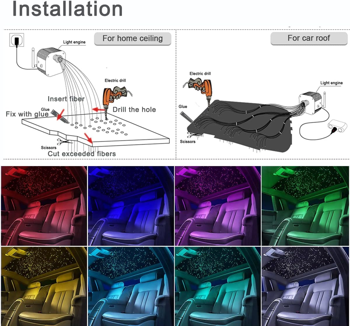 10w RGBW Fiber Optic Star Ceiling Lights Kit S26300
