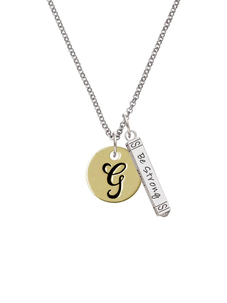 Goldtone Disc Letter G Bar Charm Necklace, 23" Q752393