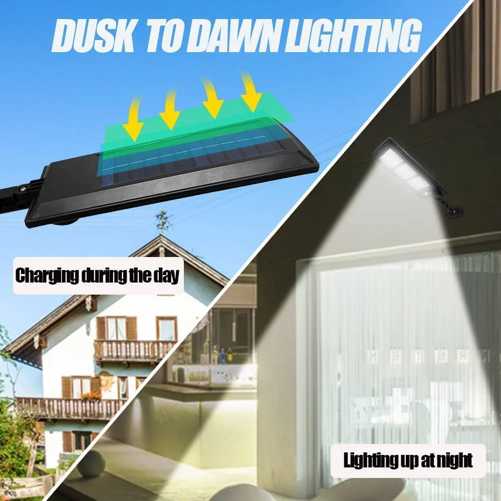4 Pack Solar Street Lights Outdoor 180 LED Motion Sensor Flood Light with 3 Lighting Modes T3791