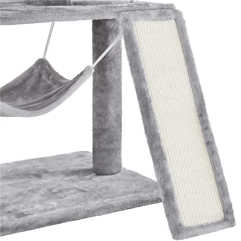 Light Gray Cat Tree Condo with Scratching Post R464