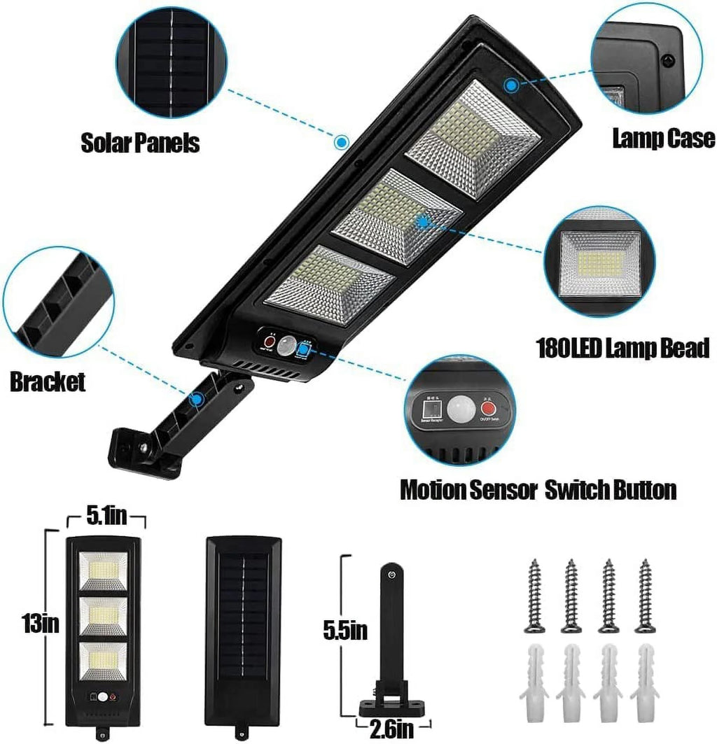 4 Pack Solar Street Lights Outdoor 180 LED Motion Sensor Flood Light with 3 Lighting Modes T3791