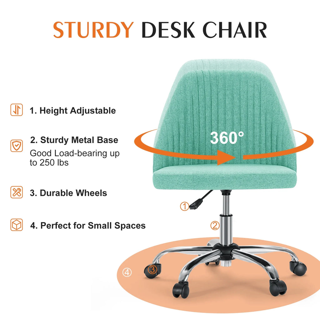 Armless Home Office Desk Chair with Wheels W427356