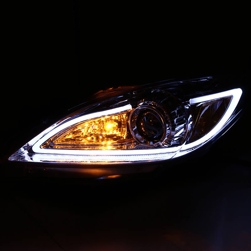 Chrome Projector Headlights with LED DRL Strip G71137