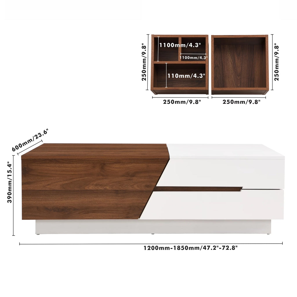 Extendable Coffee Table with Sliding Top and Storage Drawers Q7762