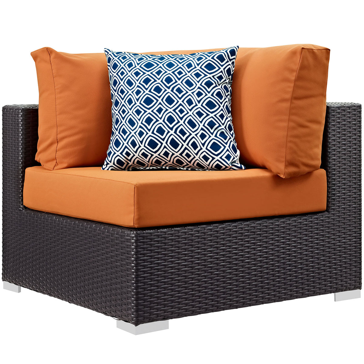 5 Piece Outdoor Patio Sectional Set in Espresso Orange D951