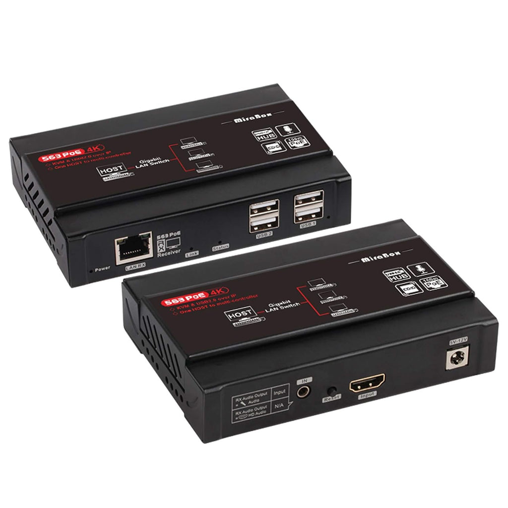 4K UHD HDMI Extender Over IP Cat5e Cat6, Point to Point 180m, USB2.0 Pass-Through W5122